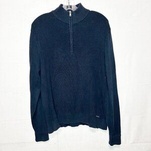 Michael Kors Navy Ribbed Mock Neck Long Sleeve 1/4 Zip Pullover Sweater Sz M